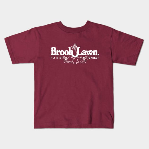 Brook Lawn White Logo Kids T-Shirt by blfm